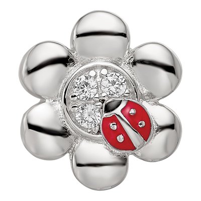 Sterling Silver CZ Ladybug Flower Bead – view 5