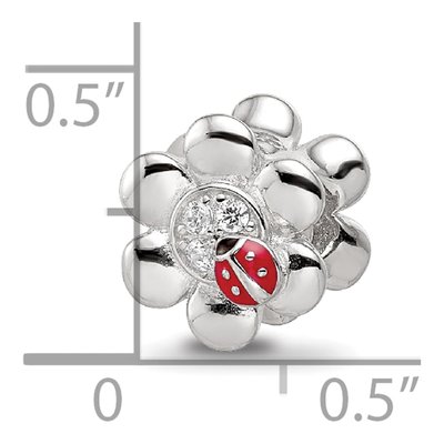 Sterling Silver CZ Ladybug Flower Bead – view 6