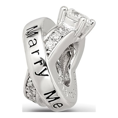 Sterling Silver CZ Engagement Bead