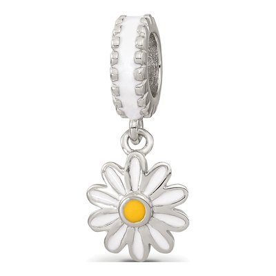 Sterling Silver Enamel Daisy Bead