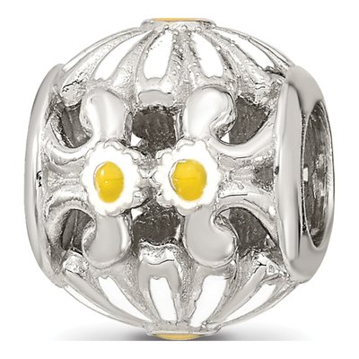 Sterling Silver Daisy Enamel Bead – view 5