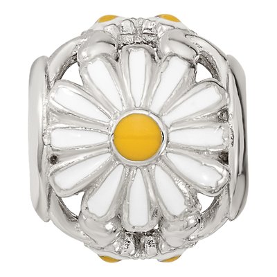 Sterling Silver Daisy Enamel Bead – view 6