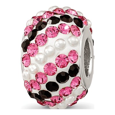 Sterling Silver Crystal Rhod-Pl Bead