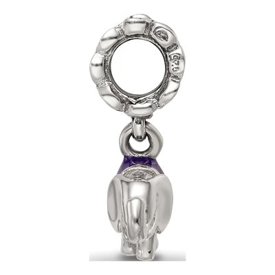 Sterling Silver Enamel Elephant Dangle Bead – view 3
