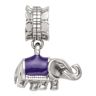Sterling Silver Enamel Elephant Dangle Bead – view 4