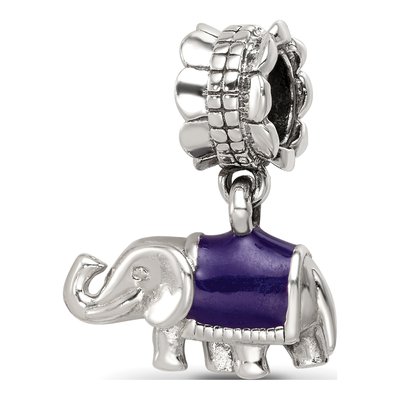 Sterling Silver Enamel Elephant Dangle Bead – view 5