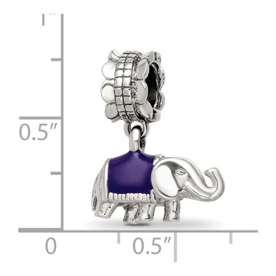 Sterling Silver Enamel Elephant Dangle Bead – view 6