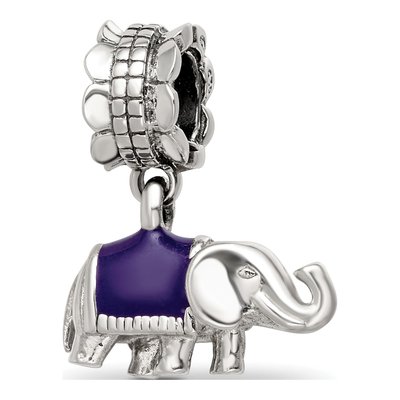 Sterling Silver Enamel Elephant Dangle Bead