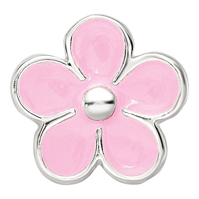 Sterling Silver Pink Enamel Flower Bead – view 4