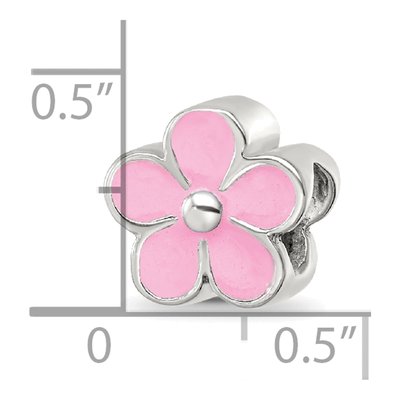 Sterling Silver Pink Enamel Flower Bead – view 5