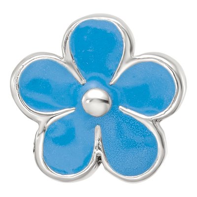 Sterling Silver Blue Enamel Flower Bead – view 4