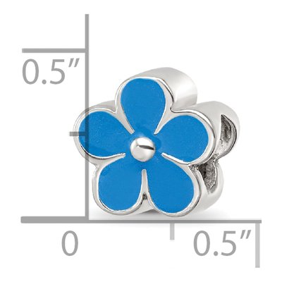 Sterling Silver Blue Enamel Flower Bead – view 5