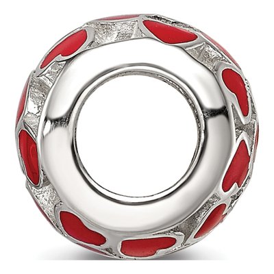 Sterling Silver Enamel Heart Bead – view 3