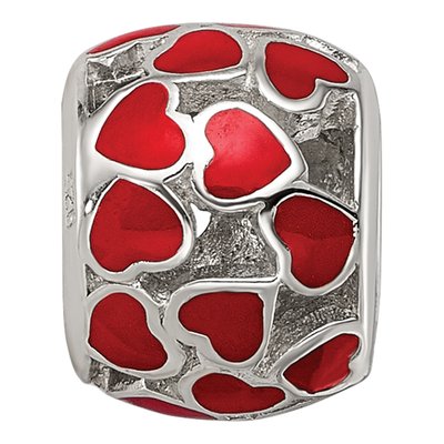 Sterling Silver Enamel Heart Bead – view 4