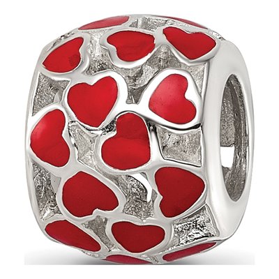 Sterling Silver Enamel Heart Bead – view 5