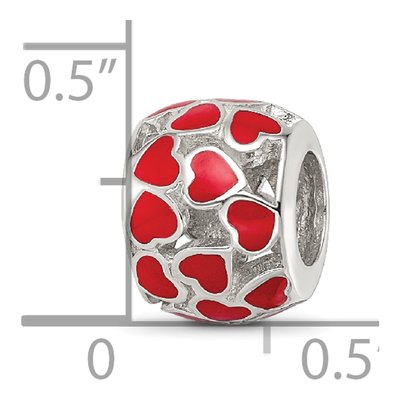 Sterling Silver Enamel Heart Bead – view 6