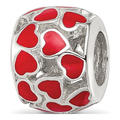 Sterling Silver Enamel Heart Bead