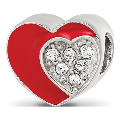 Sterling Silver Crystal Heart Bead