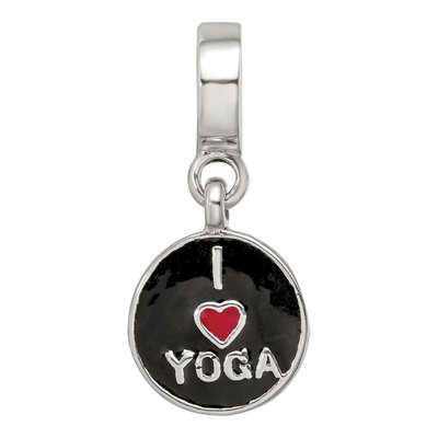 Sterling Silver I Heart Yoga Reversible Dangle Bead – view 4