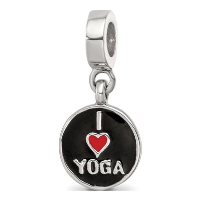Sterling Silver I Heart Yoga Reversible Dangle Bead