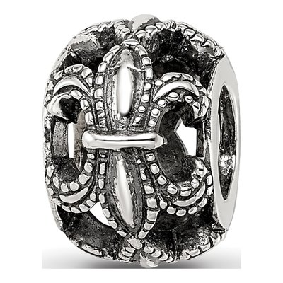Sterling Silver Antiqued Fleur de Lis Bead