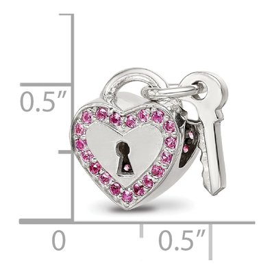 Sterling Silver CZ Heart Key Lock Bead – view 5