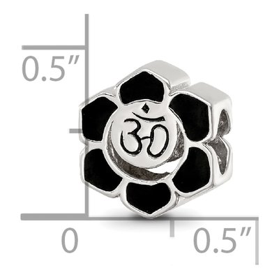 Sterling Silver Om Symbol Flower Enamel Bead – view 6