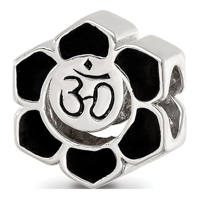 Sterling Silver Om Symbol Flower Enamel Bead
