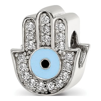 Sterling Silver CZ Hamsa Bead