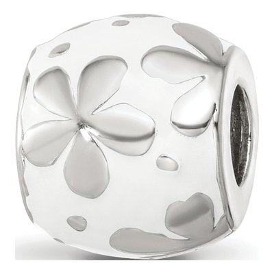Sterling Silver Enamel Floral Bead