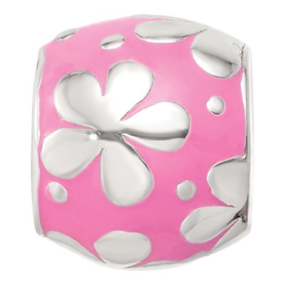 Sterling Silver Pink Enamel Floral Bead – view 4