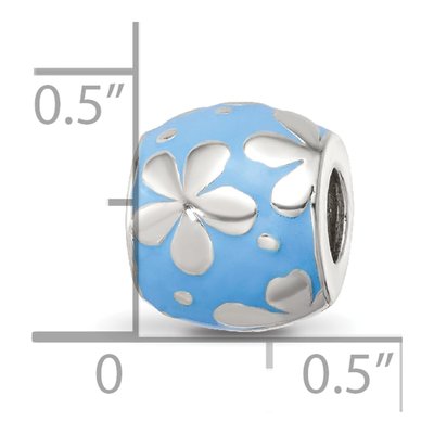 Sterling Silver Blue Enamel Floral Bead – view 5