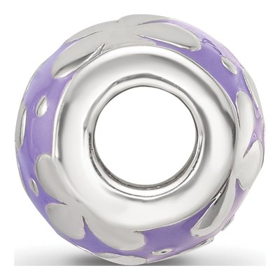Sterling Silver Purple Enamel Floral Bead – view 3