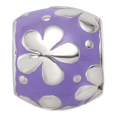 Sterling Silver Purple Enamel Floral Bead – view 4