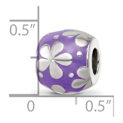 Sterling Silver Purple Enamel Floral Bead – view 5