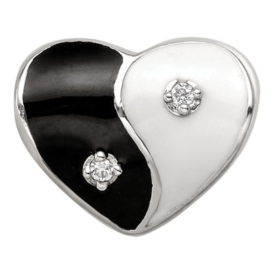 Sterling Silver CZ Yin Yang Heart Bead – view 4