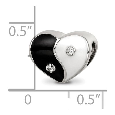 Sterling Silver CZ Yin Yang Heart Bead – view 5