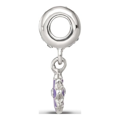 Sterling Silver Crystal Enamel Flower Dangle Bead – view 3