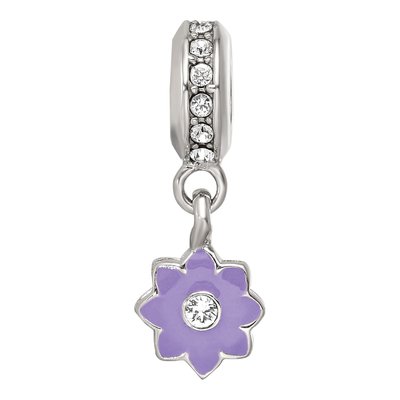 Sterling Silver Crystal Enamel Flower Dangle Bead – view 4