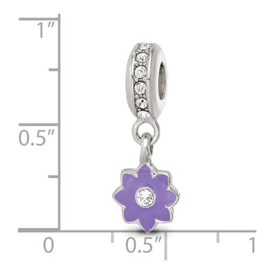 Sterling Silver Crystal Enamel Flower Dangle Bead – view 5