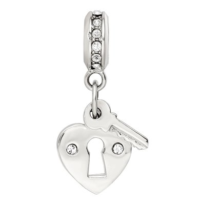 Sterling Silver Crystal Heart Lock Key Bead – view 4