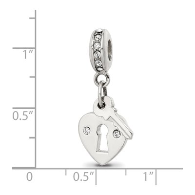 Sterling Silver Crystal Heart Lock Key Bead – view 6