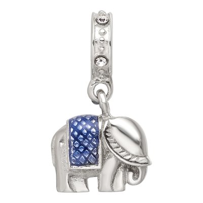 Sterling Silver Crystal Enamel Elephant Dangle Bead – view 4