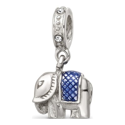Sterling Silver Crystal Enamel Elephant Dangle Bead – view 5