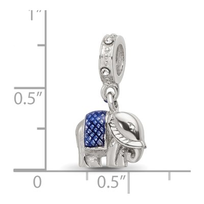 Sterling Silver Crystal Enamel Elephant Dangle Bead – view 6