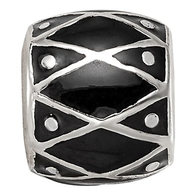 Sterling Silver Black Enamel Bead – view 4