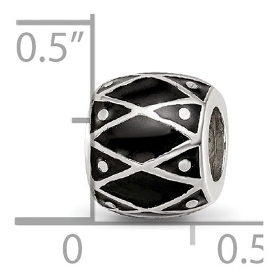 Sterling Silver Black Enamel Bead – view 6
