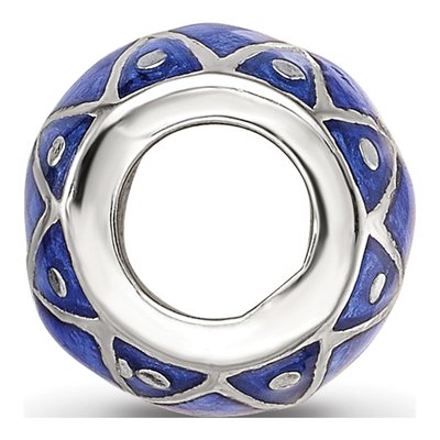 Sterling Silver Blue Enamel Bead – view 3
