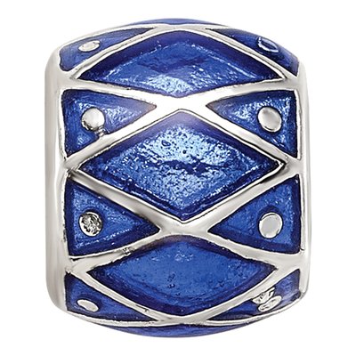Sterling Silver Blue Enamel Bead – view 5