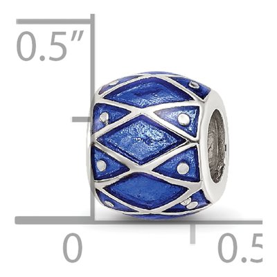 Sterling Silver Blue Enamel Bead – view 6
